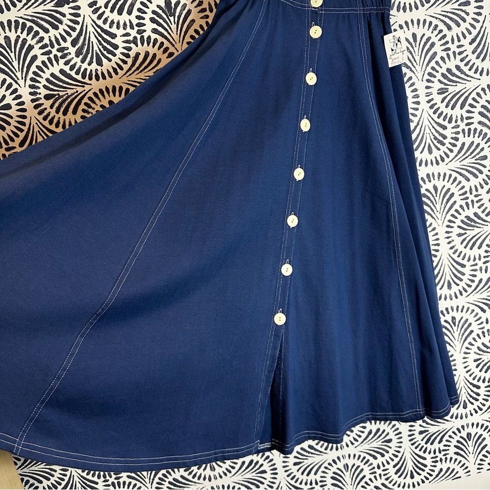 Vintage Jason Maxwell Cotton Button Front Elastic Waist Skirt - Picture 3 of 14